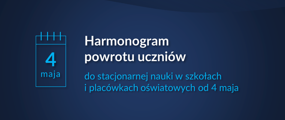 Harmonogram powrotu uczniów do stacjonarnej nauki w szkołach i placówkach