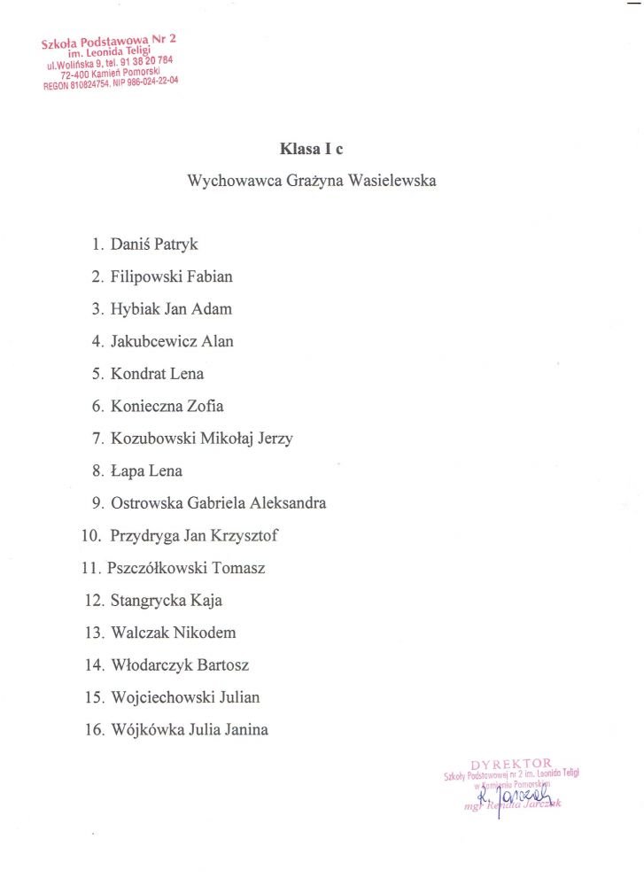 klasa pierwsza c
