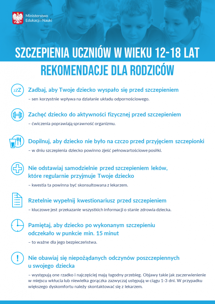 szczepienia rekomendacje dla rodzicow plakat