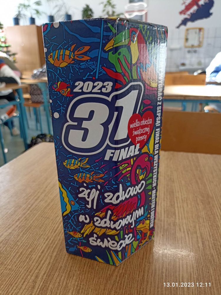 Stacjonarna puszka WOŚP w naszej szkoleStacjonarna puszka WOŚP w naszej szkole