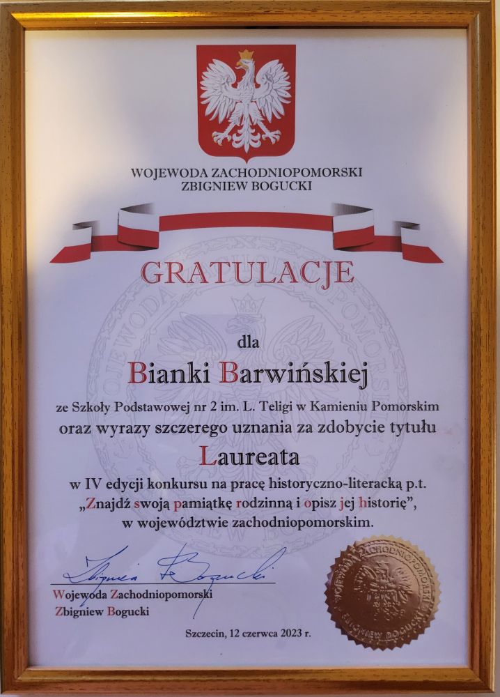 Bianka Barwińska laureatką konkursu