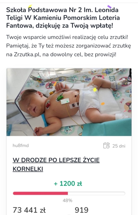 Loteria fantowa na rzecz Kornelki
