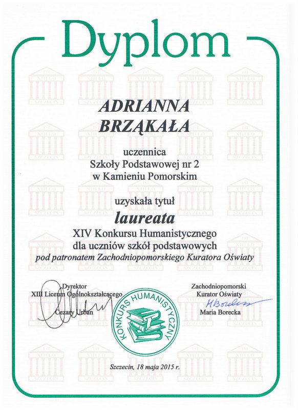 Sukces uczennic z SP 2 w Konkursie Humanistycznym